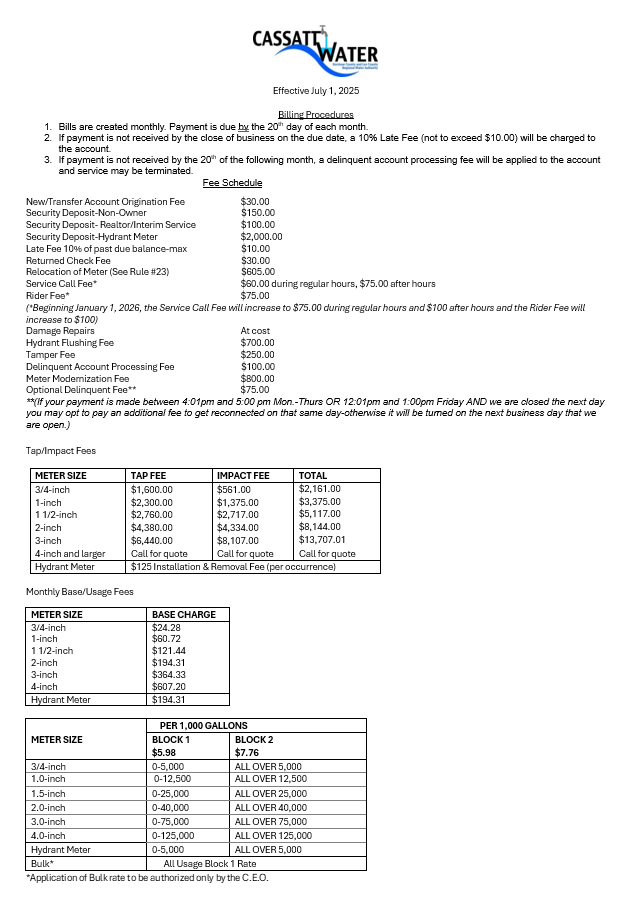 Rates and Policies